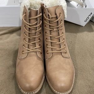 BNIB Aldo Nude/Fuzzy Ankle Booties - size 10